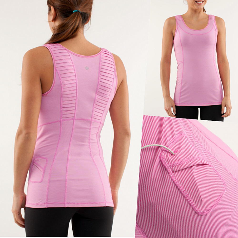 Lululemon Run Pleated Body Skimming Tank Pink 8 NWOT